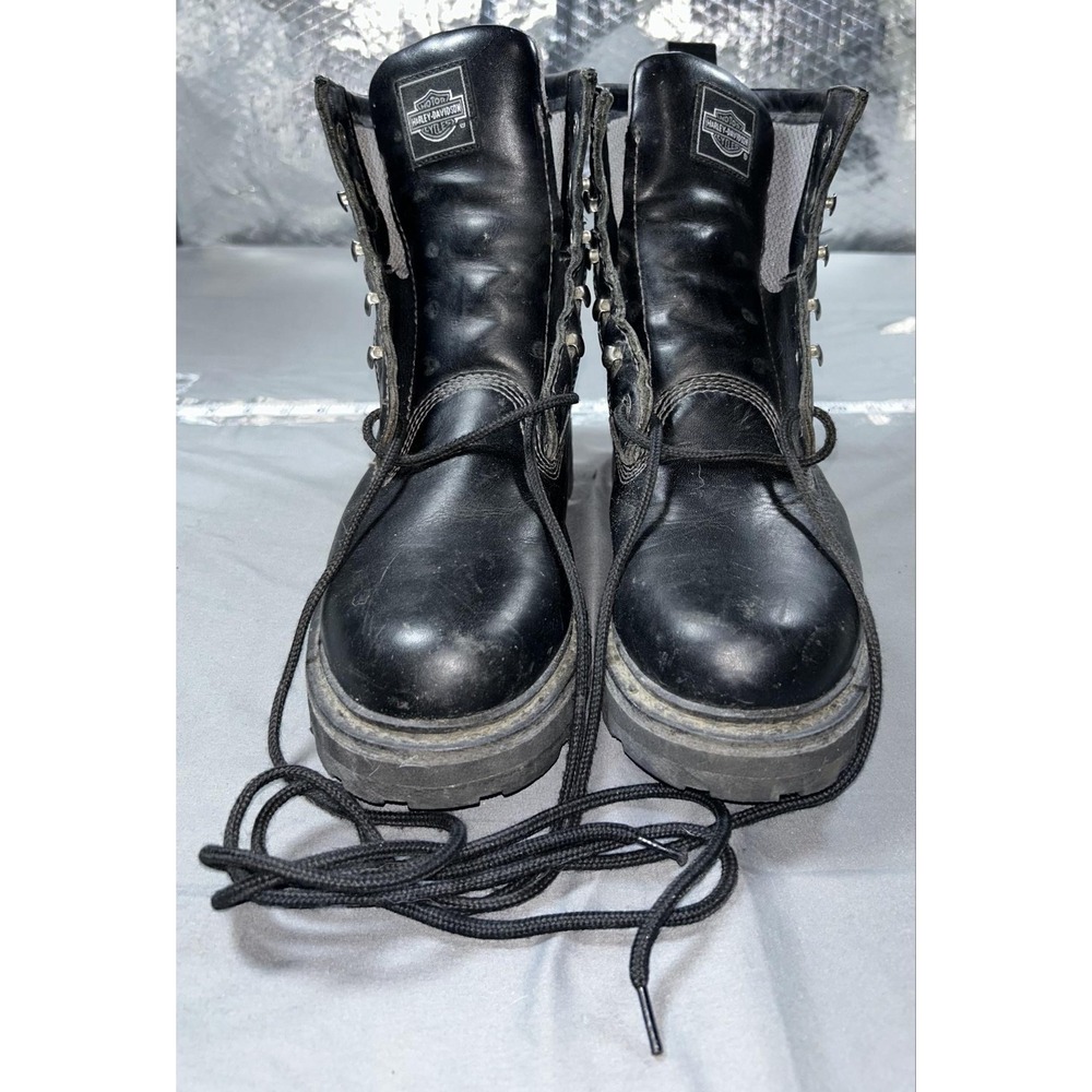 Harley-Davidson Boots Mens Size 11 Black Leather Lace Up Ankle Biker 95145